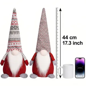 Christmas gnomes set with size reference showing a height of 44cm and 17.3 inches