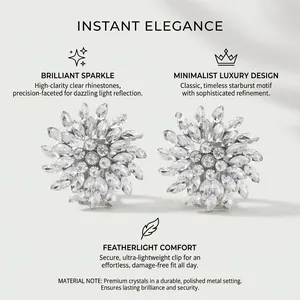 Detailed macro view of starburst bridal shoe clips with premium sparkling crystals