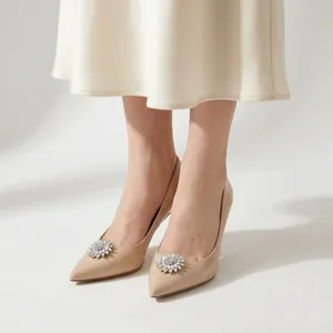 Elegant Rhinestone Flower Shoe Clips For Wedding Bridal Shoes Alloy Crystal Sunflower Decoration Accessories For Women