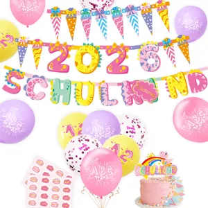 Set Decorazioni Festa Rientro a Scuola Tedesco Schulkind Banner Palloncini Lattice Cake Topper Kit Adesivi Per Celebrazione