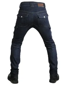 Men's dark blue motorcycle jeans with Cordura abrasion resistance and stretch panels