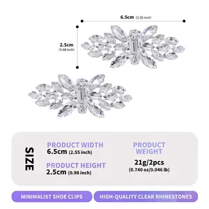 Clear crystal rhinestone shoe clips for bridal wedding footwear DIY minimalist design