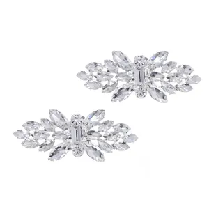 Elegant bridal rhinestone shoe clips featuring a sparkling crystal flower design for weddings