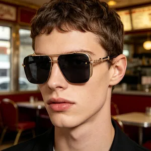 Vintage Steampunk Square Sunglasses Men Metal Frame Side Shields UV400 Protection Retro Gothic Driving PC Shades