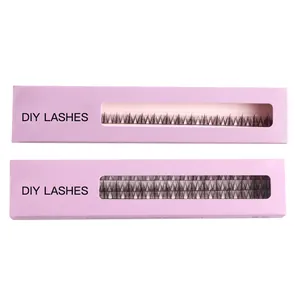 DIY-wimperverlengingsset met twee doosjes dikke gekrulde kunstwimpers in roze verpakking