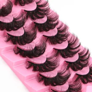 Lot de 7 paires de faux cils épais et duveteux avec texture bouclée sur plateau