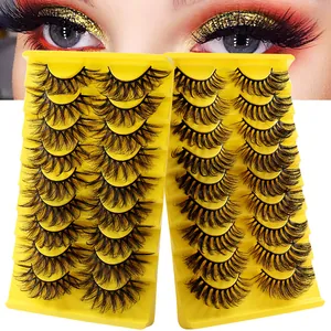 Falsche Nerzwimpern Dramatisches 8D Volumen Natürlich Wispy Lang Kreuz Wiederverwendbare Wimpernverlängerung Make-up Tool
