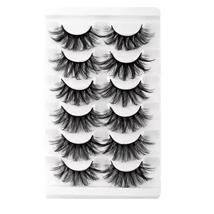 Dramatic 8D faux mink false eyelashes set with 6 pairs of thick curly black lashes