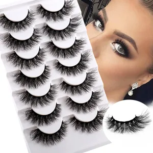 3D Faux Mink False Eyelashes Dense Natural Long Wispy Cross Thick Handmade Look Fake Lashes Beauty Makeup Tool For Women