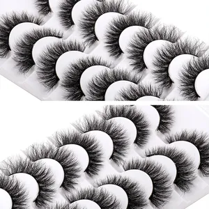 7 pairs of thick faux mink lashes with a voluminous winged curl on white tray
