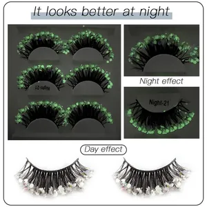 Glow-in-the-dark sequins false eyelashes for stage makeup in Night-21 style