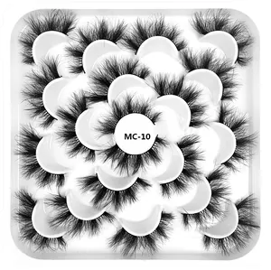 Makro-Anzeige von 10 Paar 8D Kunstmimpern im radialen MC-10 Blumen-Arrangement