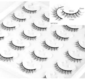 Detailed dimension layout for MY1014 3D faux mink lashes with 7mm to 11mm length map