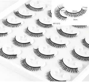 Detail view of MY1015 faux mink lashes showing 6-11mm length and 35mm width specifications