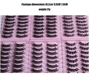 Makro-Detail natürlicher dicker falscher Wimpern mit Boxmaßen 18,2x9,5x1,5 cm