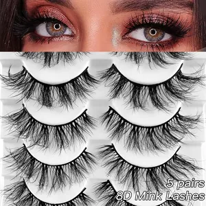 Faux cils 8D épais et duveteux en pack de 5 paires offrant un volume intense aux yeux