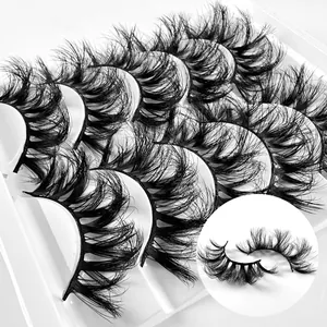 Faux Cils 8D Épais Volumineux et Moelleux Effet Vison Lot de 7 Paires Noires