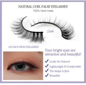 Detailansicht der 6D Faux Mink Wimpern Modell 7208 mit realistischem Trageeffekt am Auge