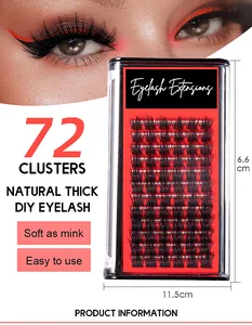 Macro detail of 72 clusters DIY lash extension kit with soft faux mink texture lashes