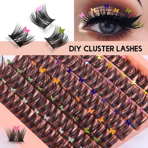 DIY Cluster Βλεφαρίδες Πολύχρωμες Πεταλούδες Πούλιες Τεχνητή Ίνα Μεικτό Μήκος Μεμονωμένες Βλεφαρίδες για Δημιουργικό Μακιγιάζ