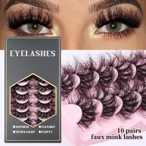 Ciglia Finte in Finto Visone Voluminose Drammatiche 8D Messy Ricce Incrociate Naturali Fatte a Mano Set Ciglia Donna Trucco