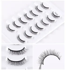 Detailansicht von 10 Paaren 7032 schwarzen Kunstfaser-Wimpern für dichtes Volumen