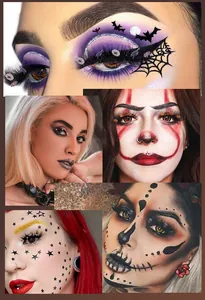 Autocollants visage Halloween avec chauves-souris, toiles d'araignée et crânes pour maquillage