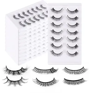 7 Paar voluminöse künstliche Wimpern mit geschwungenen Fasern im 10er-Tray-Set