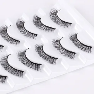 7er Pack voluminöse Kunstfaser-Wimpern mit natürlichem Schwung und hoher Dichte