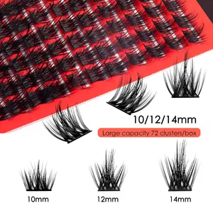 72 clusters black individual lash extensions with mixed 10mm 12mm 14mm lengths set