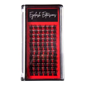Professional 12-row segmented individual eyelash extensions with red backing