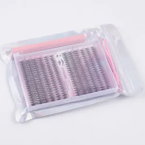 Kit complet de faux cils individuels avec applicateur rose et brosse dans une pochette
