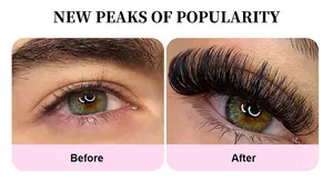 Close-up comparison of DIY segmented false eyelashes showing volume and curl effect