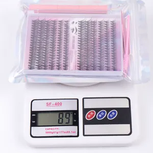 Kit d'extension de cils DIY en pochette holographique pesant 89g avec accessoires et cils
