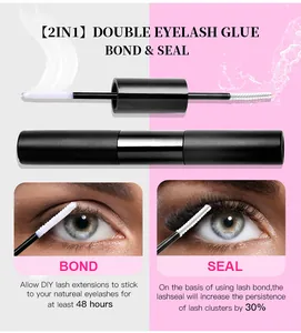 Detailed demonstration of 2-in-1 eyelash glue showing bond and seal application