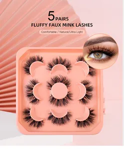 Detailed close-up of fluffy 5D faux mink lashes set with eye makeup effect view