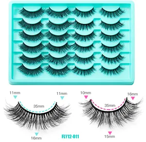 Detailierte Größentabelle für Kunstpelz-Wimpern mit Längen von 10 mm bis 16 mm
