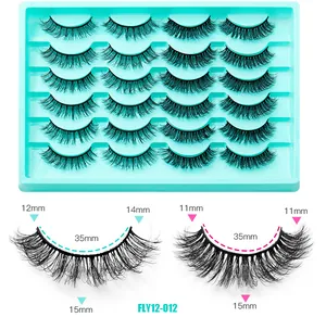 Detailansicht des 14 Paar Faux-Nerz-Wimpernsets mit 35 mm Breitenmessungen