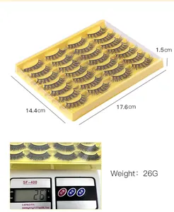 Detailed packaging dimensions 17.6x14.4x1.5cm and weight 26g of the false eyelash set