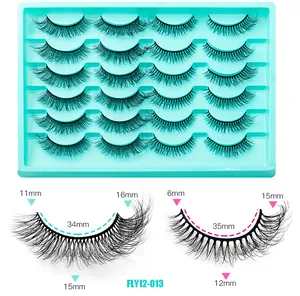 Größentabelle für 12 Paar Kunstmink-Wimpern mit Längenangaben von 6 mm bis 16 mm