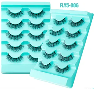 Dettaglio delle ciglia finte FLY5-006 set da 5 paia con fibre folte e arricciate