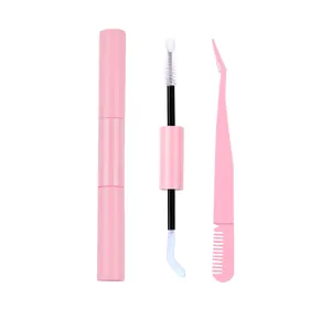 Roze wimperliftset met dubbelzijdige applicatorborstel en een precisie-kampincet