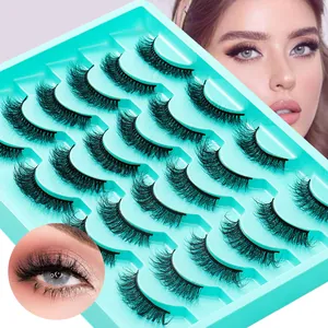 Falsche Wimpern Nerzimitat 3D Dick Lockig Dramatisches Volumen Wiederverwendbar Kunstfaser Augen-Make-up Für Damen