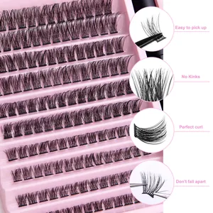DIY individual eyelash clusters kit with 10 rows of mixed black synthetic fibers