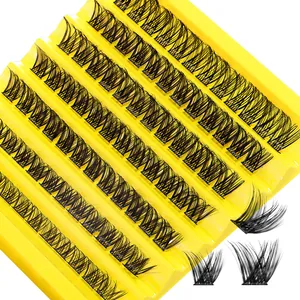 Ciglia Individuali Segmentate Professionali in Fibra Sintetica Folte Ciglia a Grappolo DIY Extension Occhi per Trucco Quotidiano Donna