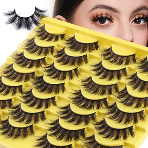 Faux Mink False Eyelashes Dense Curled Natural Long Cross Lashes Reusable Handmade Cotton Thread Black Eye Makeup Tools