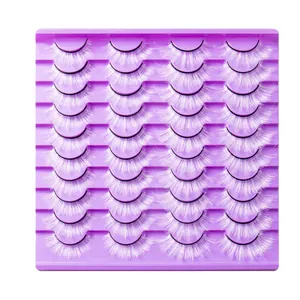 Dramatic long curly light purple false eyelashes 10 pairs set for holiday makeup looks