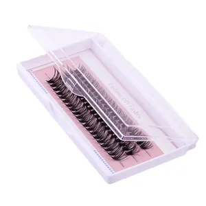 Kit ciglia finte a ciuffi fai-da-te da 12-16mm in scatola bianca con inserto rosa
