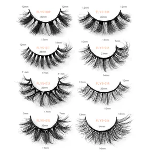 Set of 8 styles multilayered thick faux mink eyelashes with detailed size dimensions