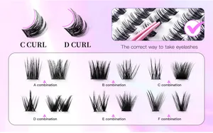 DIY Cluster-Wimpernverlängerungs-Set mit verschiedenen Stilen und C/D Curl Vergleichen